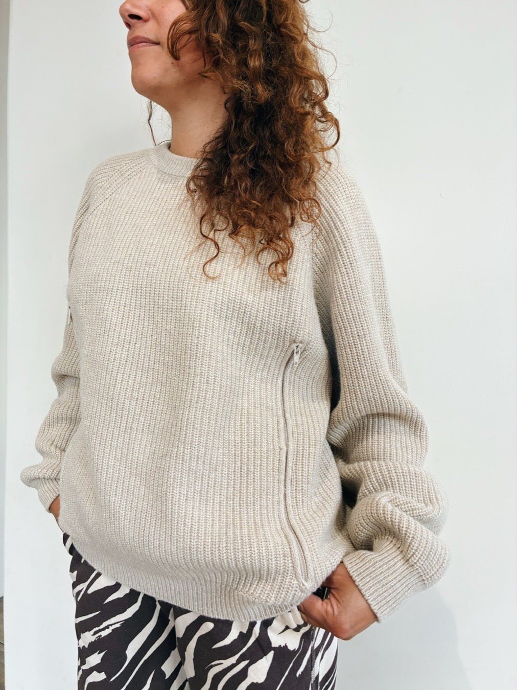 Pull up Knitted Breastfeeding Sweater 