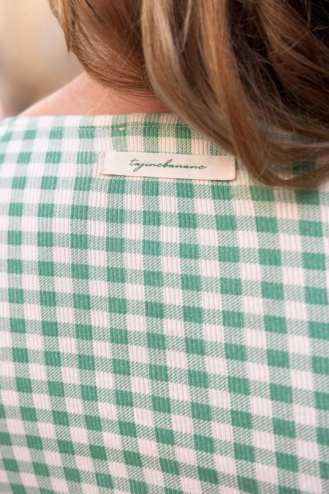 Green gingham Breastfeeding T-shirt